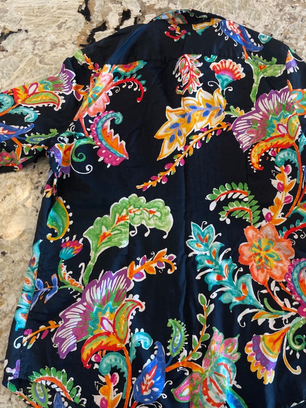 Lauren Ralph Lauren Black Floral Paisley Button-Up Blouse - Picture 6 of 9